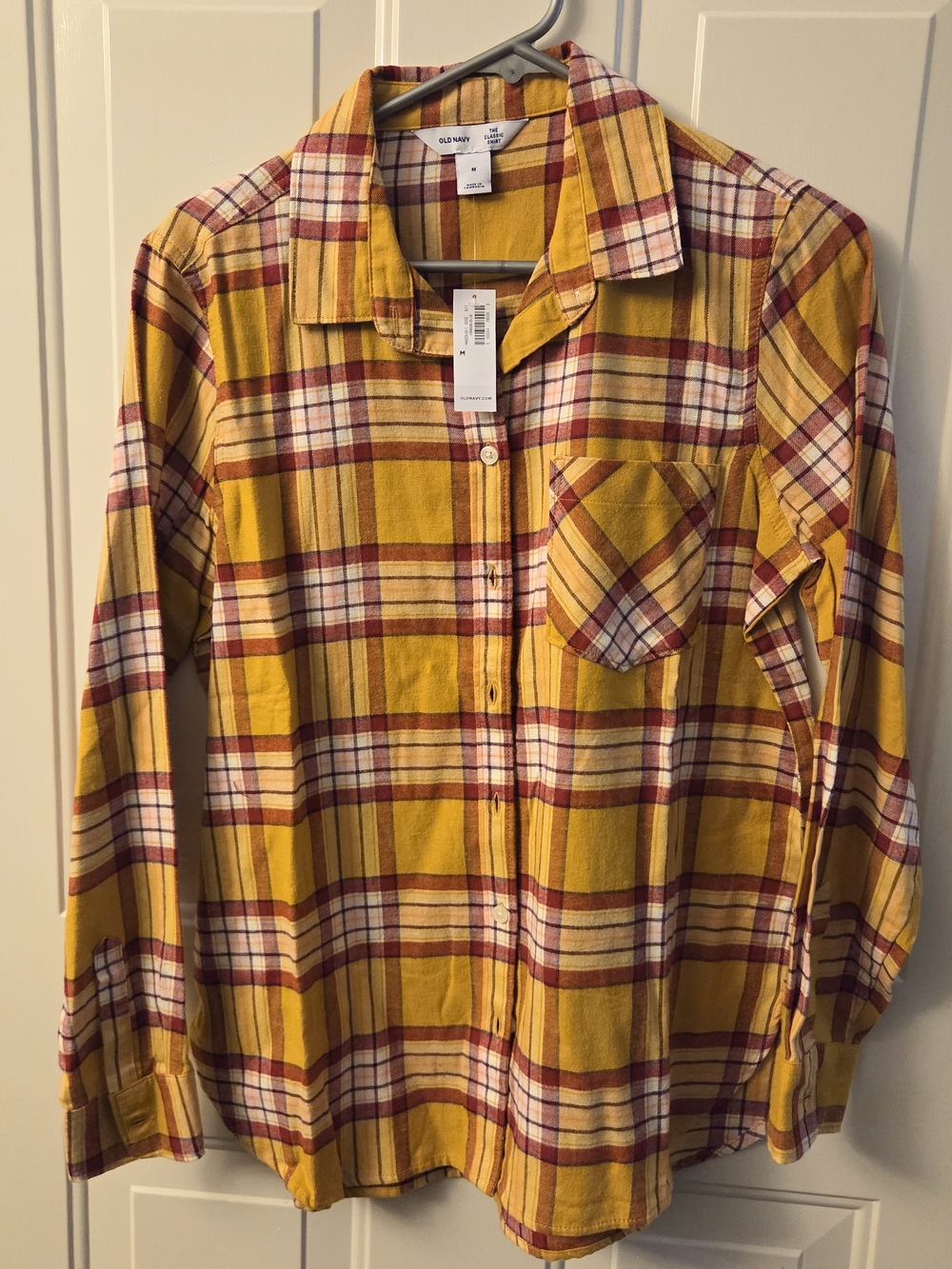 Old Navy Mustard Yellow & Burgundy Plaid Shirt